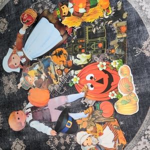 Lot of Vintage Fall Halloween Thanksgiving paper decor